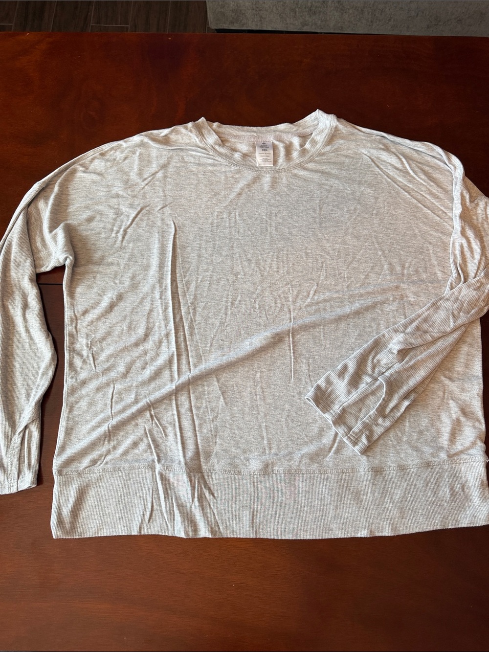 Light Gray Women's plus favorite soft Long-Sleeve Crewneck ribbed Tee